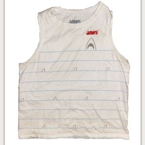 Women’s JAWS White Cropped Muscle Top - Medium